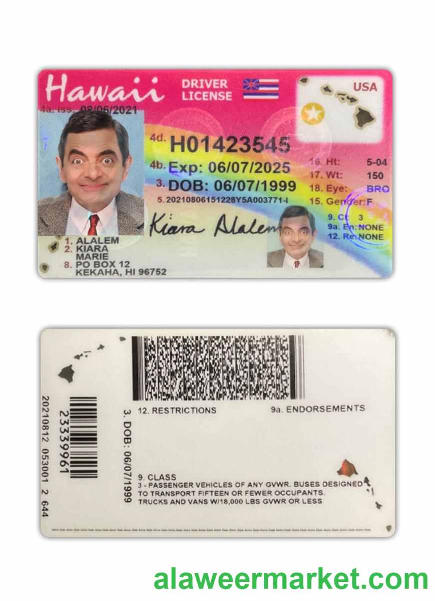 USA Hawaii driving license 2021-present